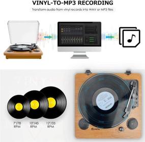 img 1 attached to 🎶 Portable Bluetooth Vinyl Record Player with Speaker - Popsky 3-Speed Turntable, Vinyl-to-MP3 Recording, 3.5mm AUX, RCA, and Headphone Jack