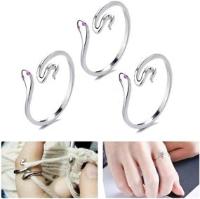 img 4 attached to 🧶 Amoco Adjustable Knitting Loop Crochet Loop Ring: Enhance Speed and Quality with Yarn Guide Finger Holder for Improved Knitting - Beauty Snack 3pcs