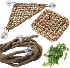 img 4 attached to PIVBY Bearded Dragon Accessories: Enhance Your Reptile Habitat with Flexible Hammock, Jungle Vines, and Suction Cup Leaves for Climbing, Chameleon, Lizards, Gecko, Snakes
