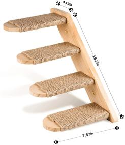 img 2 attached to 🐱 Wall Mounted Cat Climbing Shelf with Scratch Board and Activity Tree - Perfect Perch Platform for Cats, includes Jute Scratching Posts & Four Step Stairway for Optimal Playtime and Rest