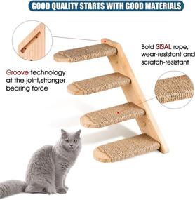 img 3 attached to 🐱 Wall Mounted Cat Climbing Shelf with Scratch Board and Activity Tree - Perfect Perch Platform for Cats, includes Jute Scratching Posts & Four Step Stairway for Optimal Playtime and Rest