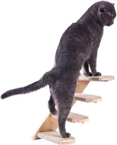 img 1 attached to 🐱 Wall Mounted Cat Climbing Shelf with Scratch Board and Activity Tree - Perfect Perch Platform for Cats, includes Jute Scratching Posts & Four Step Stairway for Optimal Playtime and Rest