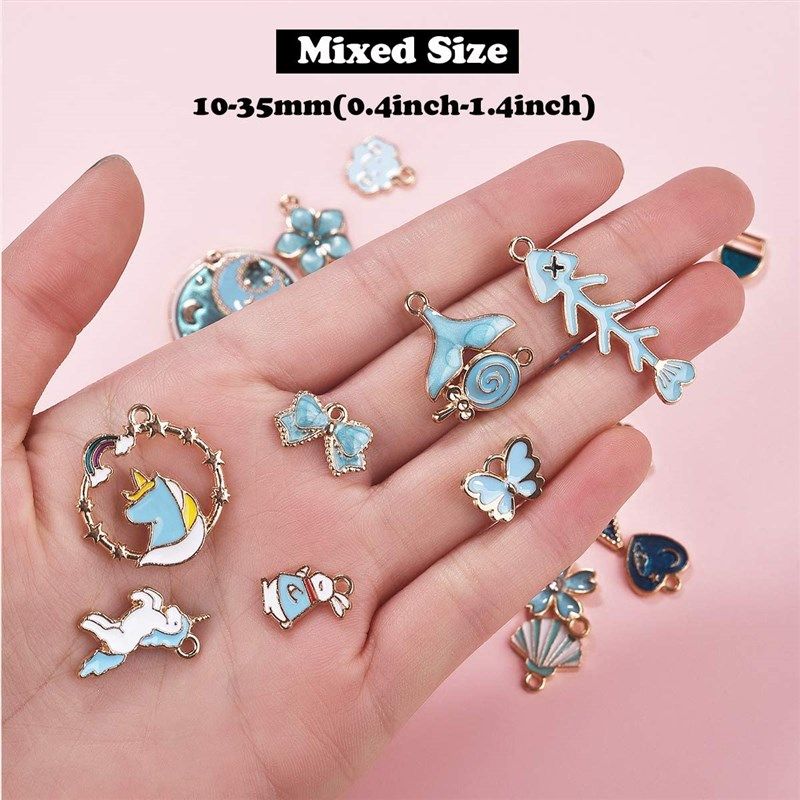 SANNIX 170pcs Jewelry Making Charms Assorted Gold Plated Enamel Necklace Bracelet Charms Pendants for DIY Jewelry Making