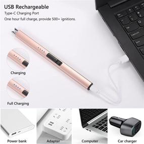 img 2 attached to 🔥 Boonfire Rechargeable USB Lighter - Electric Arc Lighter with LED Battery Display, Portable Lighter for Candle, Camping, BBQ, Fireworks, and Fireplace (Rose Gold)