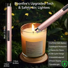 img 1 attached to 🔥 Boonfire Rechargeable USB Lighter - Electric Arc Lighter with LED Battery Display, Portable Lighter for Candle, Camping, BBQ, Fireworks, and Fireplace (Rose Gold)