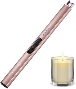 img 4 attached to 🔥 Boonfire Rechargeable USB Lighter - Electric Arc Lighter with LED Battery Display, Portable Lighter for Candle, Camping, BBQ, Fireworks, and Fireplace (Rose Gold)