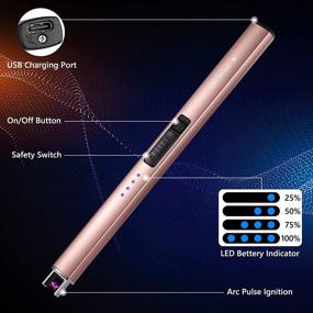 img 3 attached to 🔥 Boonfire Rechargeable USB Lighter - Electric Arc Lighter with LED Battery Display, Portable Lighter for Candle, Camping, BBQ, Fireworks, and Fireplace (Rose Gold)