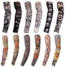 img 4 attached to 12-Pack Sports Arm Sleeves for Braces, Splints, and Slings - Tattoo Sleeve Seamless Hand Warmer for Basketball, Outdoor Activities - Sunscreen Riding, Cycling Elbow Braces for Boys, Men, Women (Random Color)