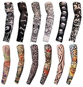 img 1 attached to 12-Pack Sports Arm Sleeves for Braces, Splints, and Slings - Tattoo Sleeve Seamless Hand Warmer for Basketball, Outdoor Activities - Sunscreen Riding, Cycling Elbow Braces for Boys, Men, Women (Random Color)