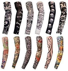 img 2 attached to 12-Pack Sports Arm Sleeves for Braces, Splints, and Slings - Tattoo Sleeve Seamless Hand Warmer for Basketball, Outdoor Activities - Sunscreen Riding, Cycling Elbow Braces for Boys, Men, Women (Random Color)