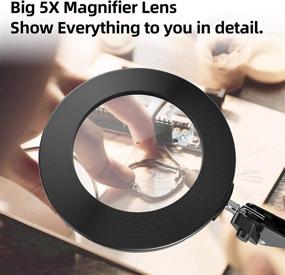 img 3 attached to 🔍 Black Magnifying Glass with Light and Stand - 5X Diopter Real Glass Lens, 12W Shadowless Ring, 3 Color Modes - Adjustable Swing Arm LED Desk Lamp for Reading, Sewing, Repair, Crafts, Close Work