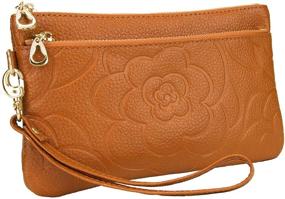 img 4 attached to 🌹 YALUXE Real Leather Flower Rose Wristlet: Large Clutch Wallet Phone Pro Max – Exquisite Style for Women