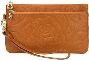 img 3 attached to 🌹 YALUXE Real Leather Flower Rose Wristlet: Large Clutch Wallet Phone Pro Max – Exquisite Style for Women