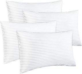 img 4 attached to 🛏️ Luxury Queen Pillows 4 Pack with Cotton Cover, Hotel Pillows for Side, Back & Stomach Sleepers, Down Alternative Microfiber Soft Plush Washable Set of 4