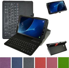 img 4 attached to 🔌 Wireless Keyboard Case for Samsung Galaxy Tab A 10.1 2016 - Mama Mouth Slim Stand PU Leather Cover with Removable Wireless Keyboard (Black)