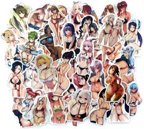 img 4 attached to Waterproof Vinyl Anime Bikini Girl Sticker Pack (100pcs) for Adults, Men, Women - Ideal for Laptop, Skateboard, Bike, Motorcycle, Helmet, Fridge and more!