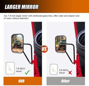 img 2 attached to 🔍 Enhanced Rectangular Wide Angle Rear View Mirrors for Wrangler CJ YJ TJ JK JL & Unlimited – Quick Installation Side Mirrors, Set of 2