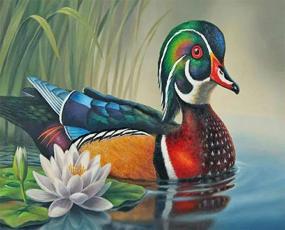 img 4 attached to 🏊 Swimming Duck Diamond Painting Kit - Full Drill Crystal Rhinestone Embroidery, Size: 13.7×17.7inch - Diamond Art Home Wall Decor