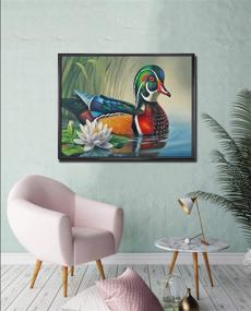 img 2 attached to 🏊 Swimming Duck Diamond Painting Kit - Full Drill Crystal Rhinestone Embroidery, Size: 13.7×17.7inch - Diamond Art Home Wall Decor