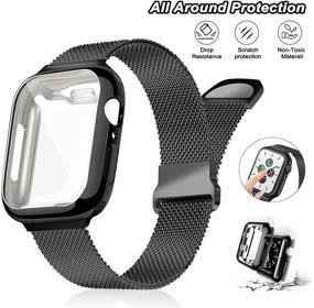 img 3 attached to 🔗 Черные металлические магнитные ремешки из сетки для Apple Watch 40 мм - Замена стального миланского петельного ремешка, совместимые с iWatch серии SE/6/5/4 - Женщины Мужчины