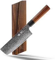 🔪 bgt nakiri knife: 7 inch japanese 67 layer vg-10 damascus steel chef knife, octagon wood handle – premium quality логотип