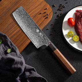 img 2 attached to 🔪 BGT Nakiri Knife: 7 inch Japanese 67 Layer VG-10 Damascus Steel Chef Knife, Octagon Wood Handle – Premium Quality