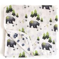 🙂 aenne baby bear boy double muslin swaddle blanket: большое детское покрывало из муслина с изображением медвежонка: размер 47 x 47 дюймов, одеяло для маленького мальчика в стиле woodland - 1 шт. - укрытие для кормления и коляски. логотип