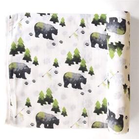 img 2 attached to 🙂 Aenne Baby Bear Boy Double Muslin Swaddle Blanket: Большое детское покрывало из муслина с изображением медвежонка: Размер 47 x 47 дюймов, одеяло для маленького мальчика в стиле Woodland - 1 шт. - укрытие для кормления и коляски.