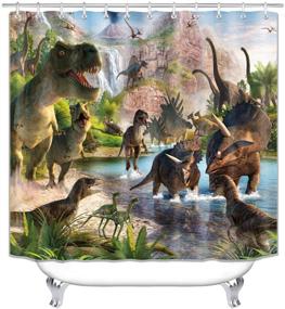 img 2 attached to Dinosaur Curtain Bathroom Waterproof Animals