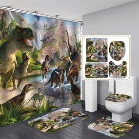 img 3 attached to Dinosaur Curtain Bathroom Waterproof Animals