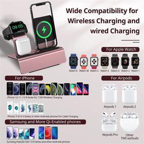 img 1 attached to Yestan Wireless Charger Stand: 3-in-1 Charging Dock for Magsafe Charger, iPhone & iWatch Series 7/SE/6/5/4/3/2/1 | Rose Gold