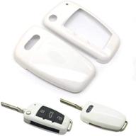 carmonmon smart remote keyless entry paint color shell key case cover compatible with audi a3 a4 a6 a8 tt q7 s6 folding blade key (white) logo