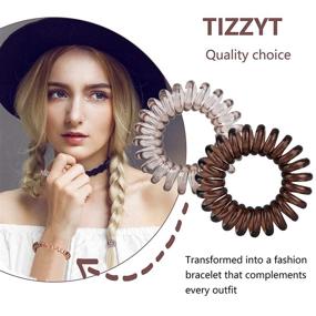 img 2 attached to 🦄 TIZZYT Hair Ties, 18 Pack Elastic Women's Hair Ties, No Crease Spiral Hair Bands, Ponytail Hair Accessories without Crease, No Hair Pulling, Strong Stretching Force, Perfect for Thick or Thinning Hair, Basics