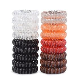 img 4 attached to 🦄 TIZZYT Hair Ties, 18 Pack Elastic Women's Hair Ties, No Crease Spiral Hair Bands, Ponytail Hair Accessories without Crease, No Hair Pulling, Strong Stretching Force, Perfect for Thick or Thinning Hair, Basics