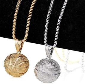 img 1 attached to 🏀 Fashionable Stainless Steel Chain Basketball Pendant Necklace - Hip Hop Style, Ideal Sports & Fitness Jewelry