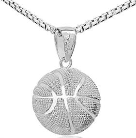 img 4 attached to 🏀 Fashionable Stainless Steel Chain Basketball Pendant Necklace - Hip Hop Style, Ideal Sports & Fitness Jewelry