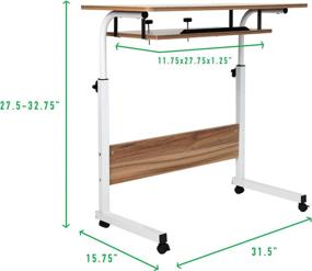 img 2 attached to 🛋️ Transform Your Spaces with Mind Reader Adjustable Height Rolling Laptop Couch End, Side Table, Over Bed Standing Desk in Medium Brown