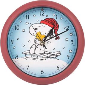 img 4 attached to 🎄 Shop the Mark Feldstein & Associates Peanuts Snoopy On Sled Linus and Lucy Sound Blue 8 x 8 Christmas Clock - Limited Edition!
