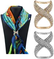 💍 2pcs gold and silver rhinestone inlaid scarf ring buckles - fashionable jewelry for women, ladies, and girls. perfect silk scarf clasp clips for clothing wrap, t-shirt, neckerchief, and shawl decoration logo