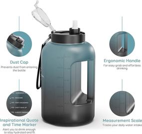 img 1 attached to 🥤 Buzio 1 Gallon Water Bottle with Straw Lid, 128oz Motivational Water Jug, Large Sports Gym Drinking Bottle Canteen, Leakproof BPA Free Flask, Sufficient Drinking Sports Water Container, Indigo Crush