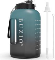 🥤 buzio 1 gallon water bottle with straw lid, 128oz motivational water jug, large sports gym drinking bottle canteen, leakproof bpa free flask, sufficient drinking sports water container, indigo crush логотип