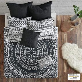 img 3 attached to 🛏️ Reversible Cotton Quilt Set - Luxe Stitching Design, All Season Lightweight Coverlet Bedspread Bedding, Matching Shams - King/Cal King (104"x92"), Larisa Medallion Black