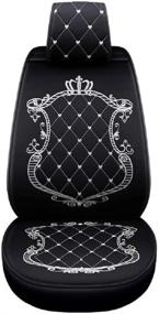 img 3 attached to 👑 JOJOHON Crown Car Seat Covers: Premium Fully Surrounded Unisex Seat with Winter Leather, PU Leather, and 3D Breathable Fabric (Black-White) - Ultimate Protection and Style