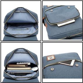 img 1 attached to Стильный и прочный рюкзак для ноутбука Tlufei для женщин и мужчин - идеально подходит для школы, колледжа и путешествий с портом для зарядки USB | Винтажный синий дизайн
