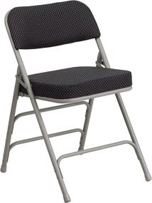 img 3 attached to 🪑 Premium Curved Triple Braced and Double Hinged Black Pin-Dot Fabric Metal Folding Chair by Flash Furniture