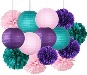 img 2 attached to 🧜 Mermaid Baby Shower Decorations and Party Decor Set - Purple, Teal, Pink Theme with Paper Pom Poms, Lanterns, and more! Perfect for Little Mermaid Party, Bridal Shower, and more