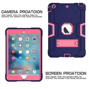 img 1 attached to 📱 iPad Mini Case - Rugged Kickstand Series - Shockproof Heavy Duty Hybrid Three Layer Armor Defender Case Cover for iPad Mini 1/2/3 - Purple Pink