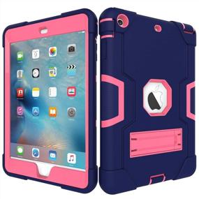 img 3 attached to 📱 iPad Mini Case - Rugged Kickstand Series - Shockproof Heavy Duty Hybrid Three Layer Armor Defender Case Cover for iPad Mini 1/2/3 - Purple Pink