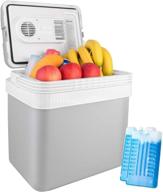 🧊 gray astroai electric cooler - 26 quarts/ 24 liter, 12v dc portable thermoelectric car cooler for beverage, beer, wine, seafood, fruits - ideal for home, travel, and outdoor activities - includes 2 ice packs - etl listed logo