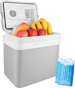 img 4 attached to 🧊 Gray AstroAI Electric Cooler - 26 Quarts/ 24 Liter, 12V DC Portable Thermoelectric Car Cooler for Beverage, Beer, Wine, Seafood, Fruits - Ideal for Home, Travel, and Outdoor Activities - Includes 2 Ice Packs - ETL Listed